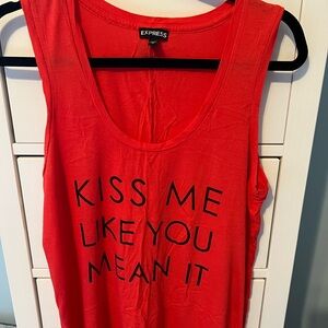 Express Kiss Me Like You Mean It Red Tank Womans Medium EUC